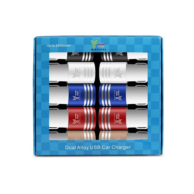 Cellphone Accessories:Alloy Dual Car Quick Charger 2.1 10CT