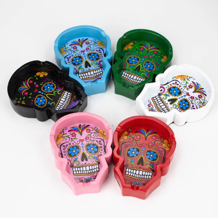 Ashtray: Wacky Sugar Skull Design Flat Ashtray 6CT