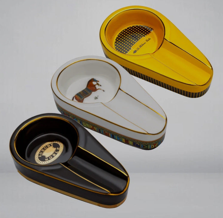 Cigar Ashtray, Ceramic Scale Design Colour Yellow