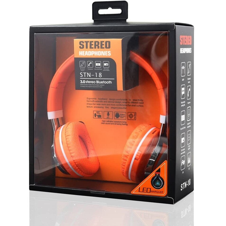 BLUETOOTH STEREO HEADPHONES STN-18(ORANGE)