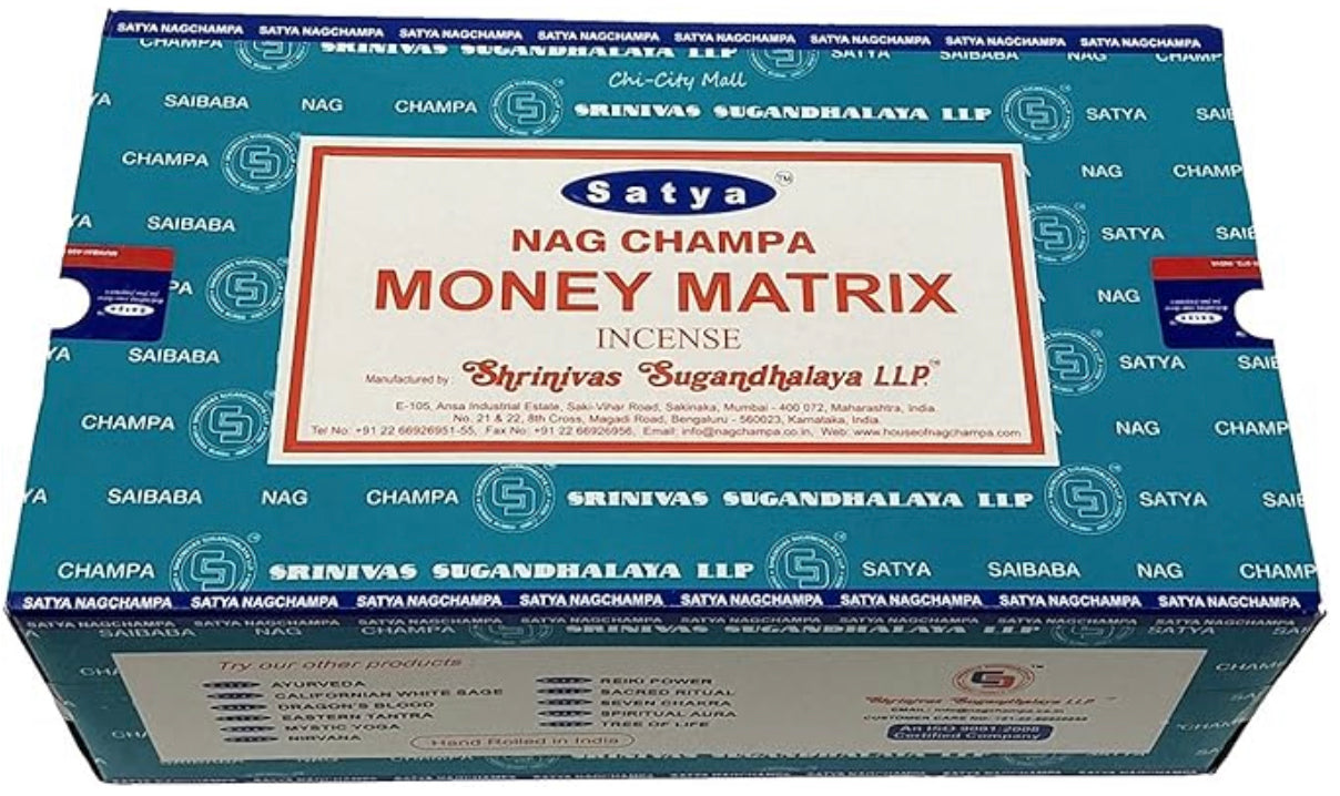 Satya Money Matrix Incense Sticks 15g x 12CT