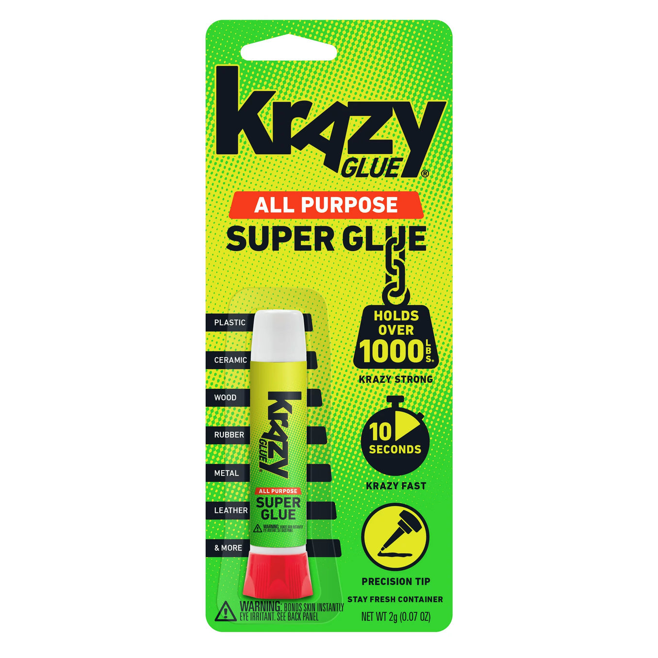 Krazy Glue All Purpose Crazy Super Glue Tube Precision Tip 12CT