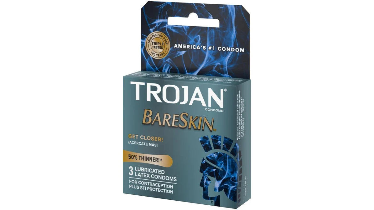 Trojan Bareskin Lubricated Latex Condoms 3ct