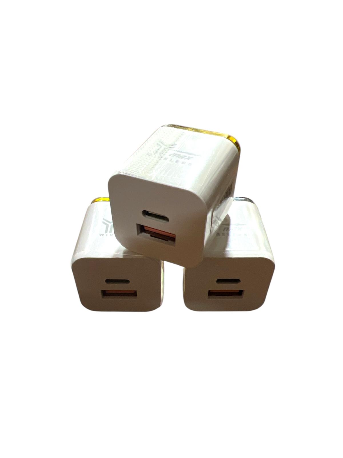 C 20W USB + Type C Charger Block, Dual Port Fast Charging 10CT