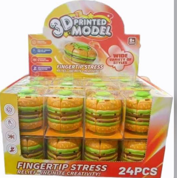 Burger Design Rotate Ball Fidget Toy 24 Pieces Display Box