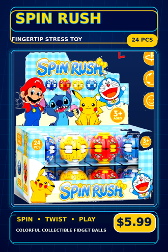 Cartoon Rotate Ball Fidget Toy 12 Pieces Display Box