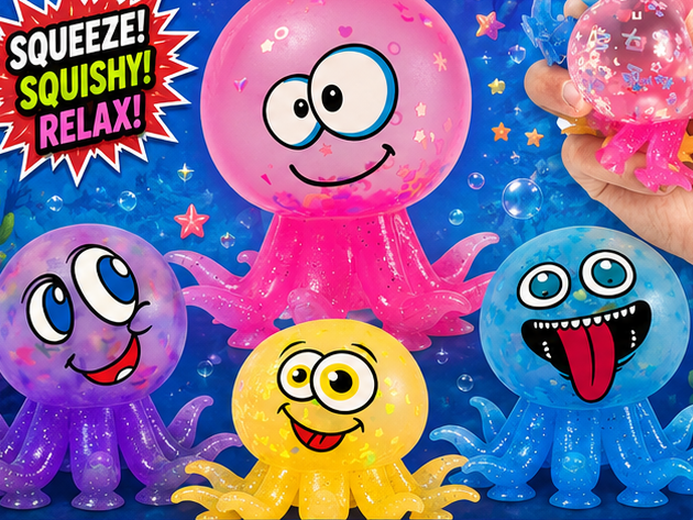 Trending Toy Squishy Glitter Octopus SO17 12CT