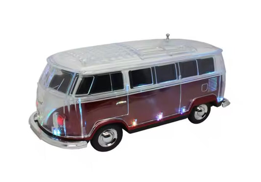 WS-267 Bluetooth Speaker Retro Bus Retro Ride with FM Radio, USB, SD, AUX Input LED (Red)