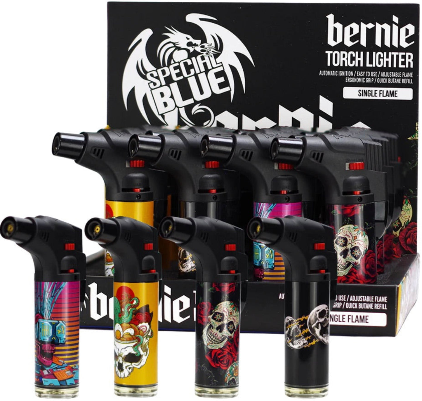 Lighters:Bernie "Skull & Roses" 2 Lighter L167 12CT