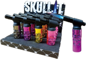 Skull Engraved Torch Lighter Box of 12