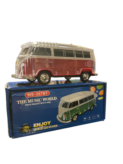 WS-267 Bluetooth Speaker Retro Bus Retro Ride with FM Radio, USB, SD, AUX Input LED (Red)