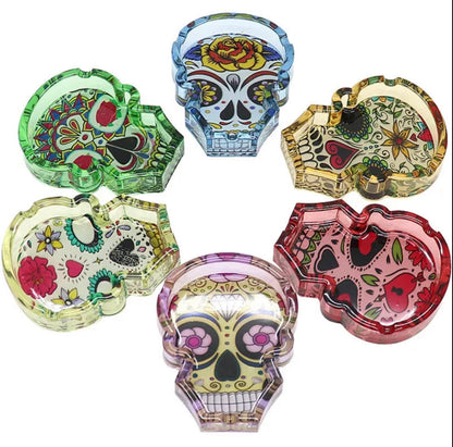Polly Sugar skull head Design Flat ashtray 6