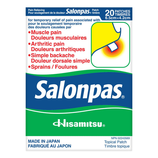 Salonpas Pain Relieving Patch – 20 Patches 6.5 X 4.2 CM