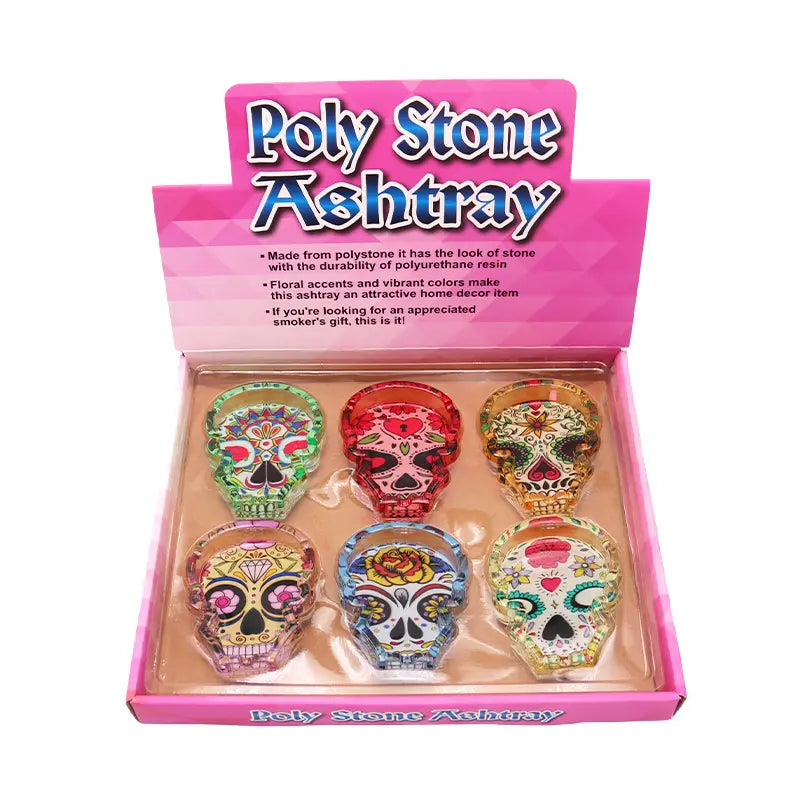 Polly Sugar skull head Design Flat ashtray 6