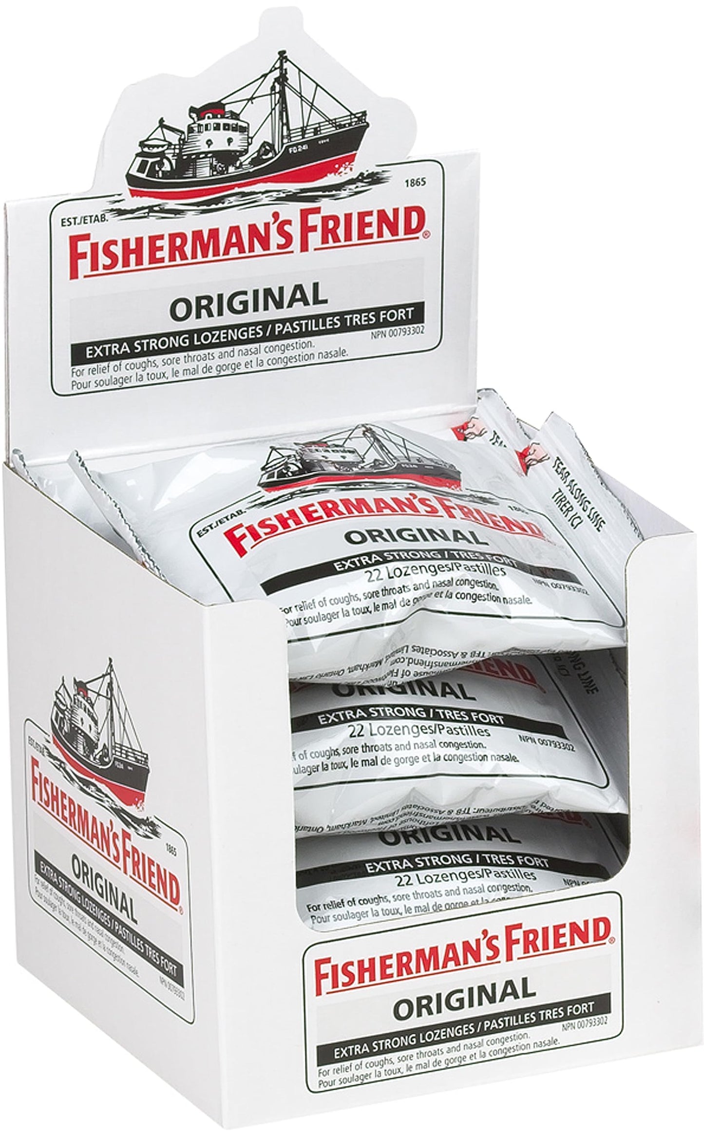 Fisherman’s Friend – Original Extra Strong  Relief of Cough, Sore Throat & Nasal Congestion 8 Packs of 22 Lozenges