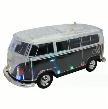 WS-267 Bluetooth Speaker Bus Retro Ride with FM Radio, USB, SD, AUX Input LED (Black)
