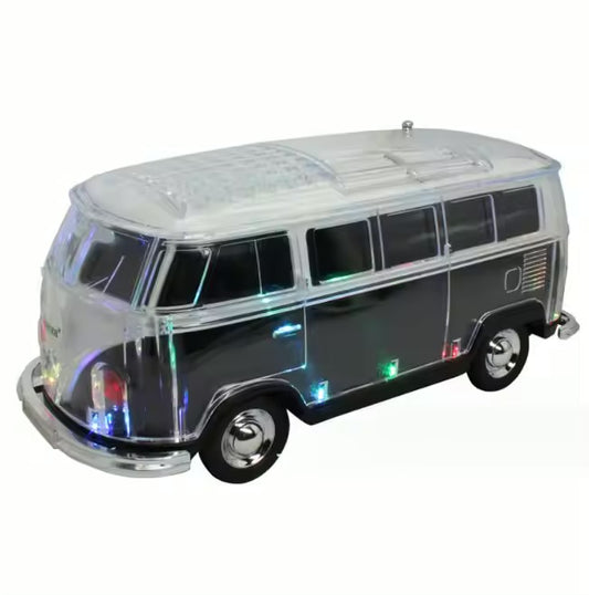 WS-267 Bluetooth Speaker Bus Retro Ride with FM Radio, USB, SD, AUX Input LED (Black)