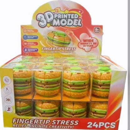 Burger Design Rotate Ball Fidget Toy 24 Pieces Display Box