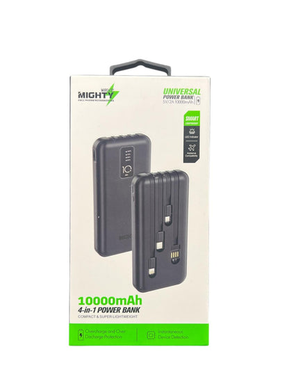 Mighty 10,000mAh Power Bank with 4 Cables Black MW602